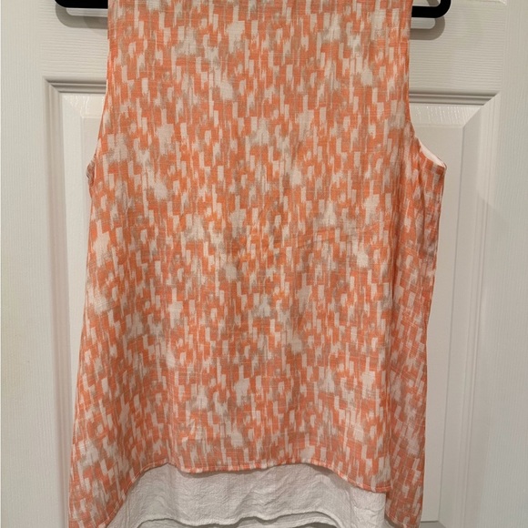 AB Studio Peach and White Sleeveless Blouse - Picture 4 of 4